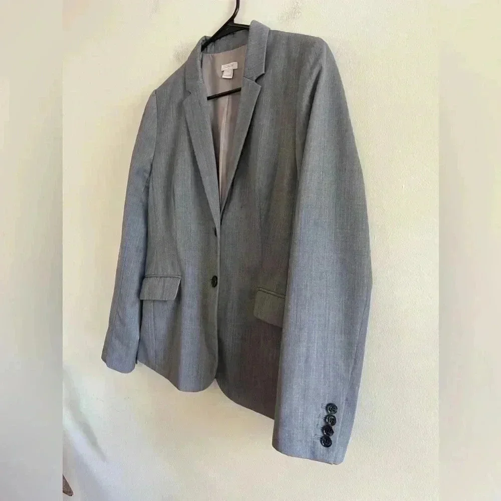 J.CREW GREY 2 BUTTON FRONT BLAZER SIZE 10